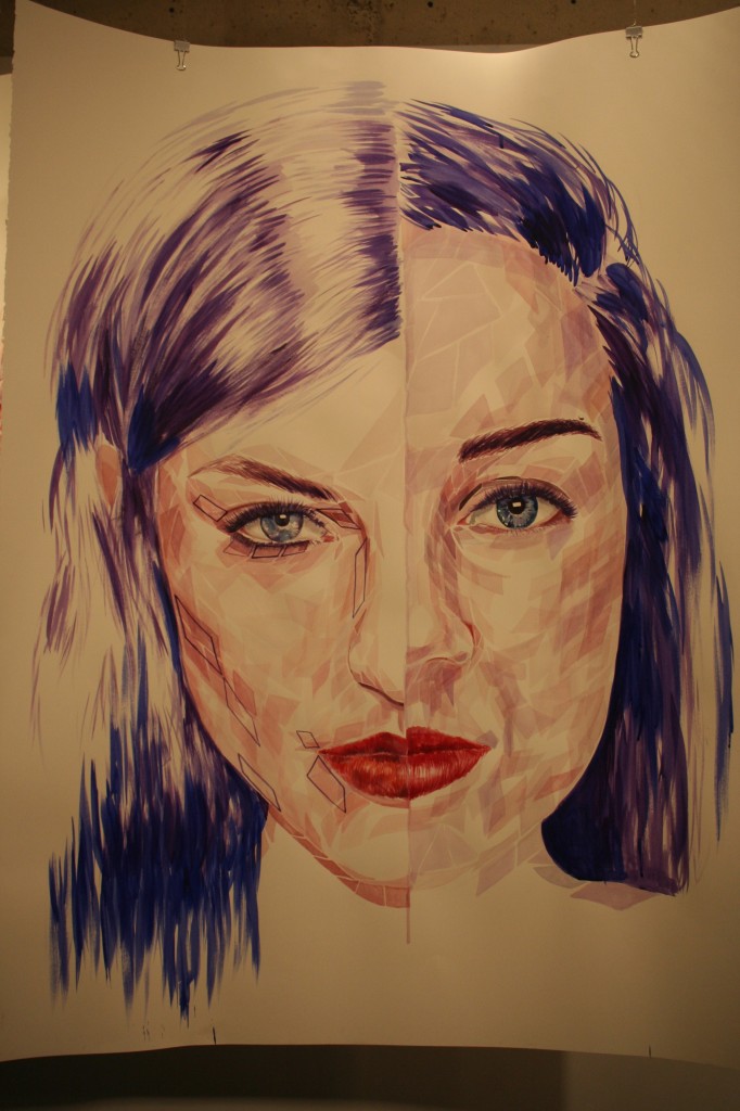 Painted Portraits composed of small skin colored polygons