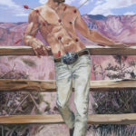 Cowboy with sticky arrows all over a sculpted body