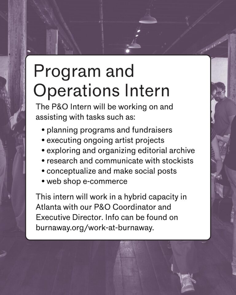 there are people standing in a room with a sign that says program and operations intern